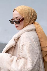 Lamelif B Desen Jakar Serisi Şal Hardal Sarısı