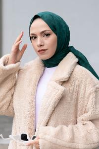 Modalamelif B Desen Jakar Serisi Şal Petrol Yeşili