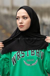 Black Combed Fabric Straight Shawl