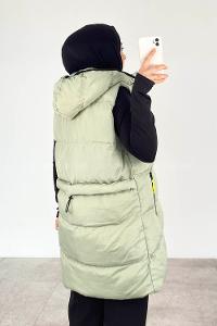 Modalamelif Arkası Lastikli Şişme Yelek Mint Yeşili