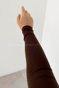 Lamelif Yarım Balıkçı Yaka Düz Renk Body Acı Kahve