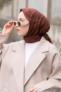 Lamelif Bakır Kahve Keten Şal