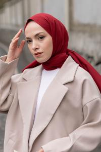 Lamelif Bordo Keten Şal