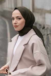 Lamelif Koyu Yeşil Keten Şal