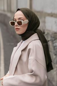 Lamelif Koyu Yeşil Keten Şal