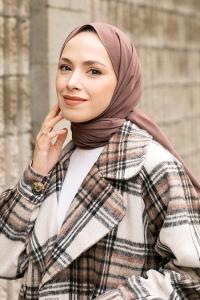 Lamelif Soft Kahve Keten Şal