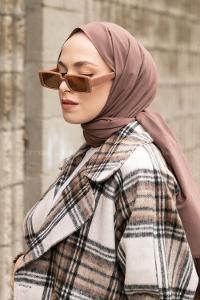 Lamelif Soft Kahve Keten Şal
