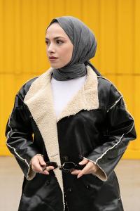 Lamelif Keten Şal Füme