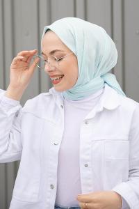 Lamelif Mint Gri Pamuk Vual Şal