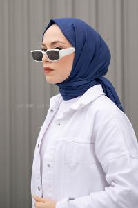 Lamelif Saks Mavisi İnce Keten Şal