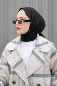 Lamelif Siyah İnce Keten Şal