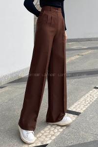 Bitter Brown Cotton Fabric High Waist Comfortable Pants