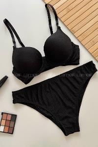 Black Cotton Fabric Underwire Support Bralet