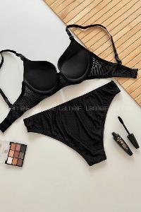 Black Cotton Fabric Underwire Support Bralet