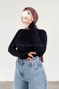 Lamelif Eldiven Detaylı Body Siyah