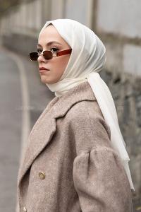 Lamelif Krem İnce Keten Şal
