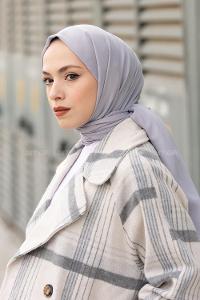 Lamelif Buz Gri İnce Keten Şal