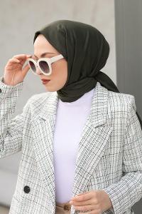 Lamelif Koyu Yeşil İnce Keten Şal