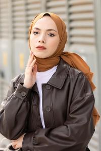 Lamelif Sütlü Kahve İnce Keten Şal