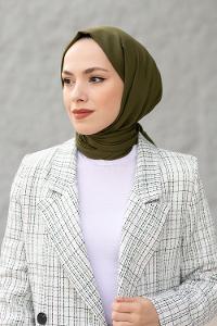 Lamelif Haki İnce Keten Şal