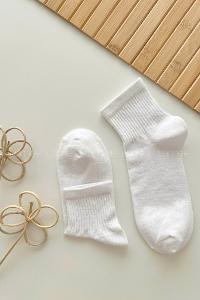 Lamelif Yarım Kolej Çorap Beyaz