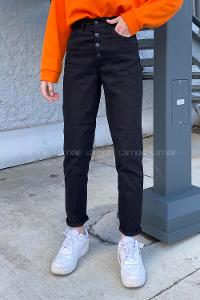 Black Cotton Denim High Waist Denim Pants