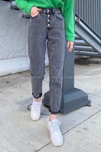 Anthracite Cotton Denim High Waist Denim Pants