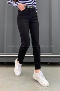 Black Cotton Denim High Waist Denim Pants
