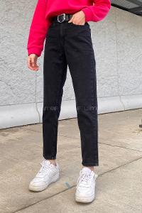 Smoked Cotton High Waist Denim Pants