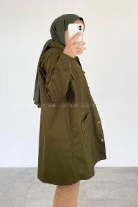 Army Green Shirt Collar Long Arm Cotton Fabric Unprinted Shirt