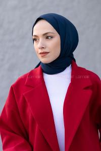 Navy Blue Cotton Fabric Viscose Fabric Striped Straight Shawl