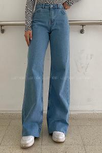 Lamelif Wıde Leg Model Kesik Paça Jean Açık Mavi