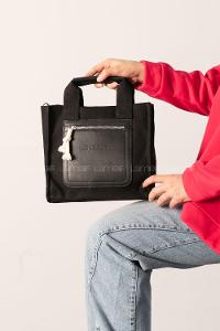 Lamelif Sail Organik Kanvas Kumaş Kadın Çapraz Çanta Siyah