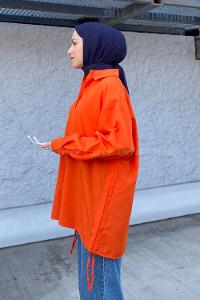 Lamelif Oversize Gömlek Turuncu