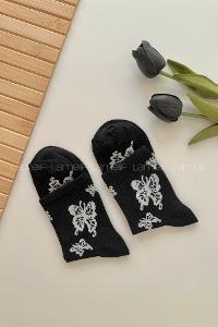 Lamelif Butterfly Kolej Çorap Siyah