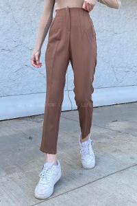 Bitter Brown Cotton Fabric High Waist Comfortable Pants