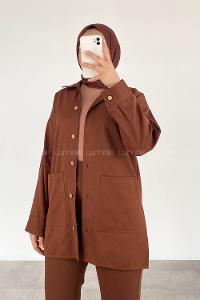 Modalamelif Körük Cepli  Gömlek Kahverengi