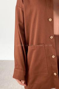 Modalamelif Körük Cepli  Gömlek Kahverengi