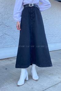 Smoked Denim Unprinted Straight Skirt Skirt