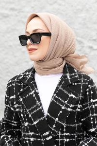 Sand Beige Cotton Fabric Straight Shawl