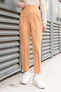 Lamelif Süs Cepli Pantolon Sütlü Kahve