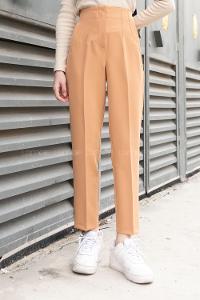 Lamelif Süs Cepli Pantolon Sütlü Kahve