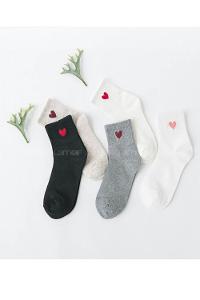 Lamelif 5 Çift Çok Renkli Kalp Desenli Yarım Konç Kadın Çorap
