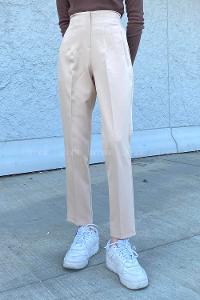 Brown With Milk Cotton Fabric High Waist Comfortable Pants