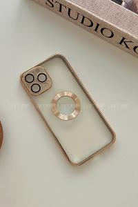 Lamelif iPhone 13 Pro Max Lens Korumalı Telefon Kılıfı Gold
