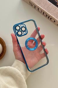 Lamelif iPhone 13 Pro Max Lens Korumalı Telefon Kılıfı Mavi