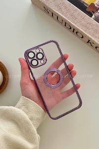 Lamelif iPhone 13 Pro Max Lens Korumalı Telefon Kılıfı Mor