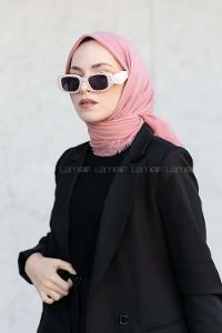 Lamelif Düz Flamlı Eşarp Pudra