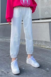 Lamelif Bel Ve Paça Lastikli Eşofman Beyaz