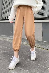 Brown With Milk Elastic Trousers Elastic Waist Regular Cut Bottom Tracksuit